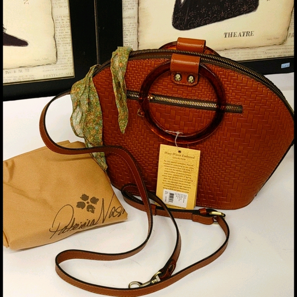 New PATRICIA NASH leather purse brown weave